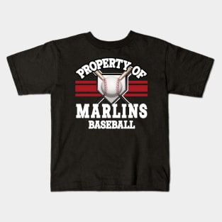 Proud Name Marlins Graphic Property Vintage Baseball Kids T-Shirt